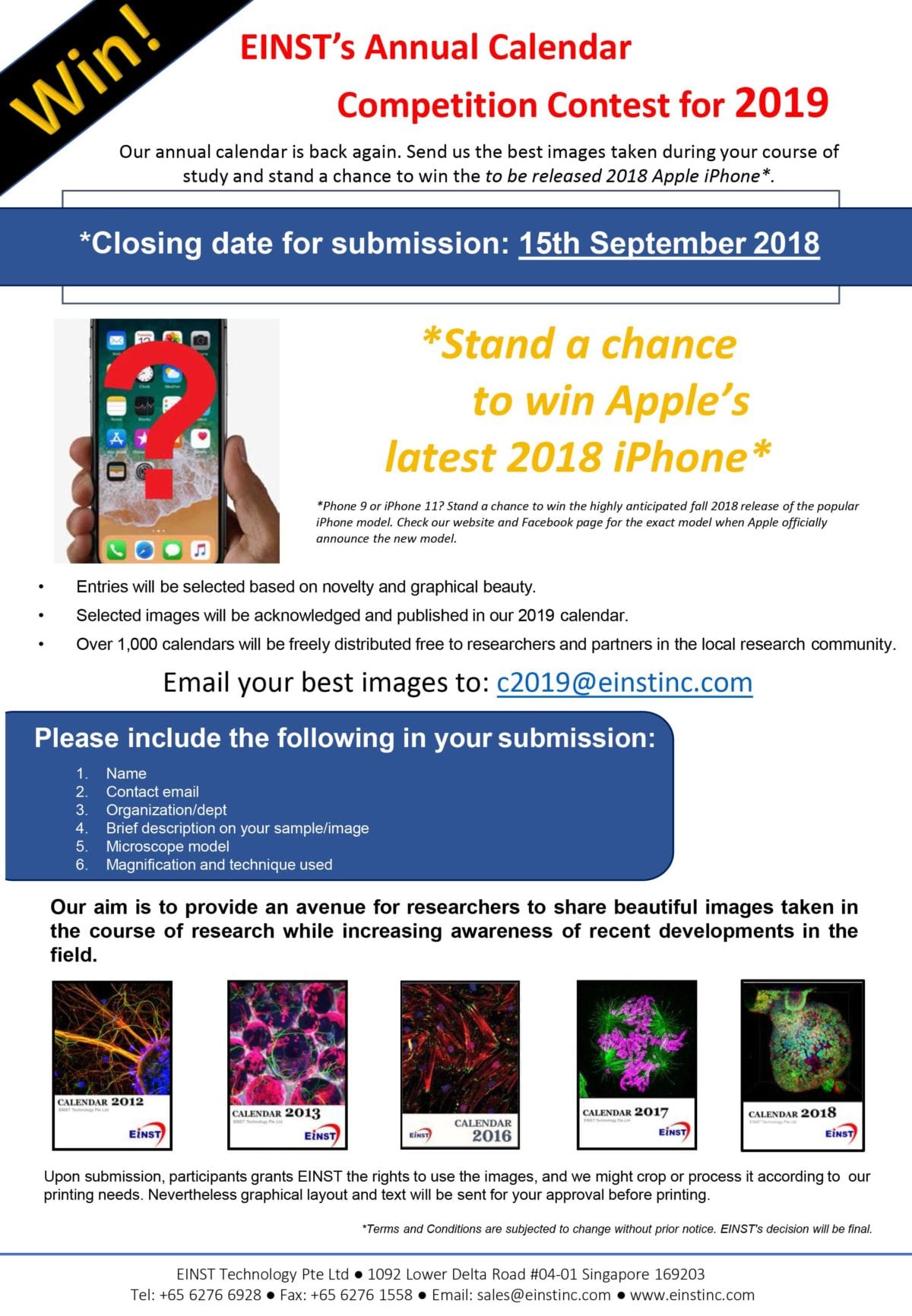 EINST’s Annual Calendar Competition Contest for 2019