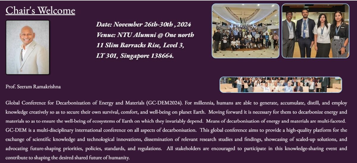 Global Conference for Decarbonization of Energy and Materials (GCDEM-2024)